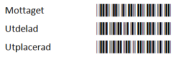 Streckkoder registrering av paket